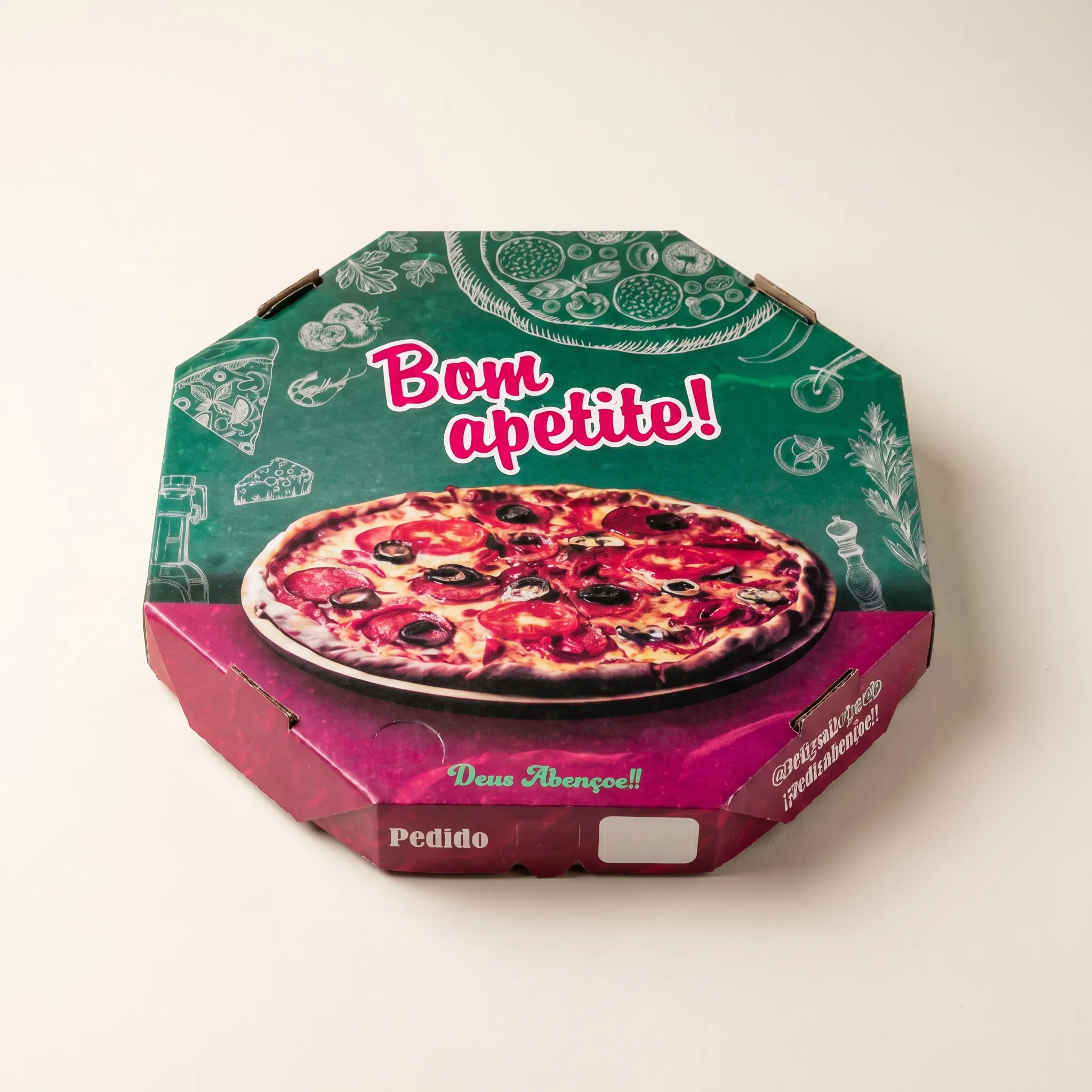 Caixa de pizza com impressão personalizada, fabricação Empelbra